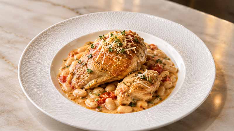 Creamy Tomato Chicken and White Beans Recipe