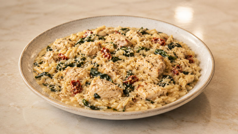 Creamy Tuscan Chicken with Orzo Recipe