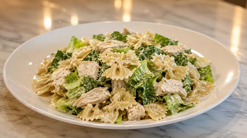 Easy 3-Ingredient Chicken Caesar Pasta Salad Recipe
