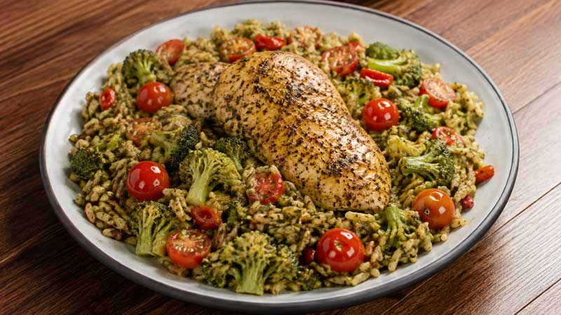 One-Pan Pesto Chicken and Vegetables Recipe