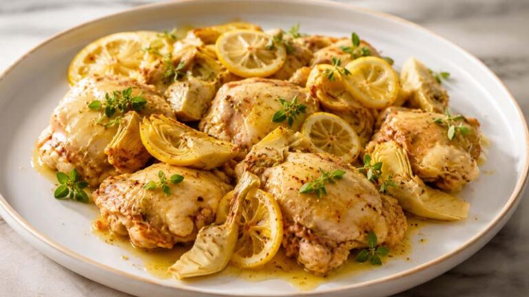Sheet Pan Lemon Artichoke Chicken Thighs Recipe