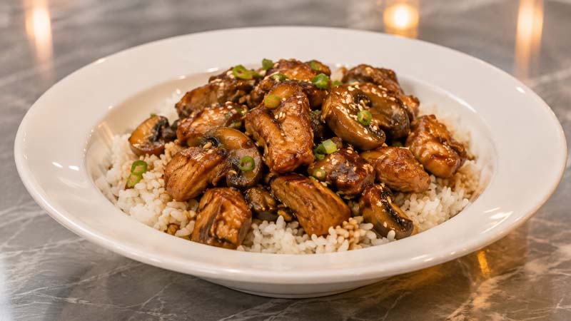 Sweet Soy and Balsamic Chicken and Mushrooms Recipe