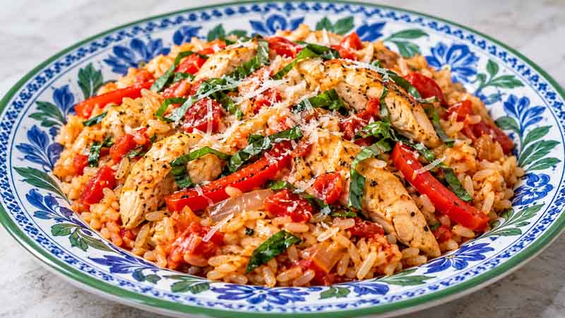 20-Minute Basil, Chicken & Tomato Rice