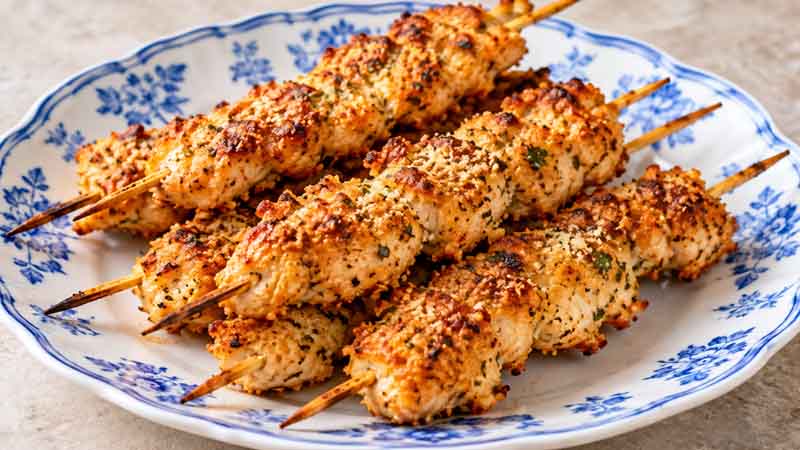 Air Fryer Parmesan Chicken Skewers