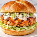 Buffalo Chicken Burgers with Blue Cheese Dressing