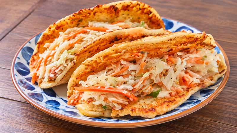 Buffalo Chicken Smashed Tacos