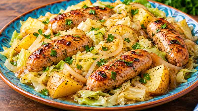Chicken Apple Sausage with Cabbage