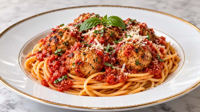 Chicken Meatballs and Spaghetti