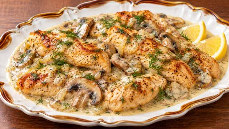 Chicken Tenders in Lemon-Mushroom Cream Sauce