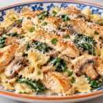 Creamy Chicken, Mushroom, and Spinach Pasta