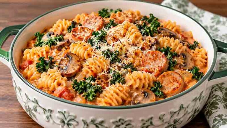 Creamy Kale and Chicken Sausage Pasta