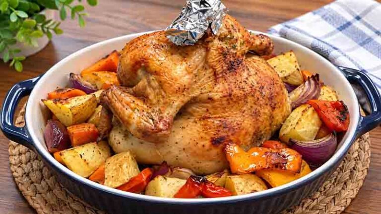 Easy Bundt Pan Roasted Greek Chicken and Vegetables