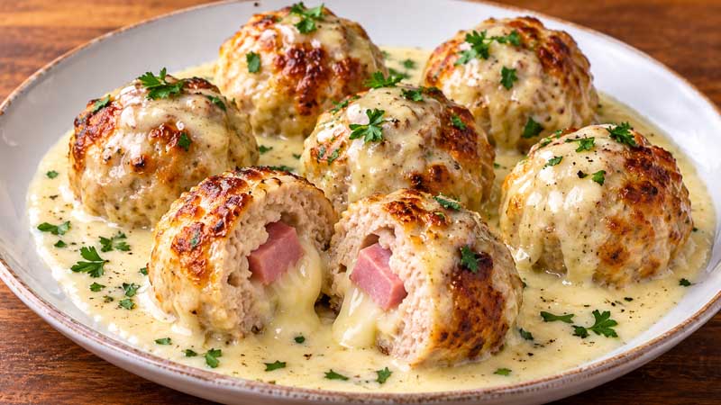 Keto Chicken Cordon Bleu Meatballs