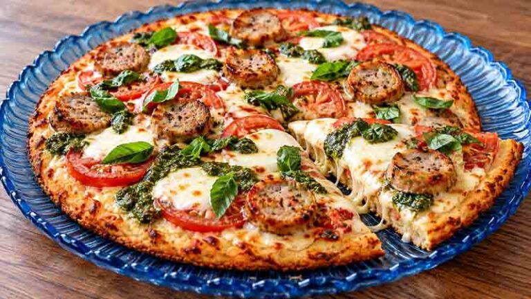 Margherita Pizza with Sausage and Pesto