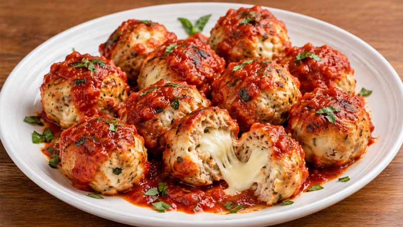 Mozzarella-Stuffed Chicken Meatballs