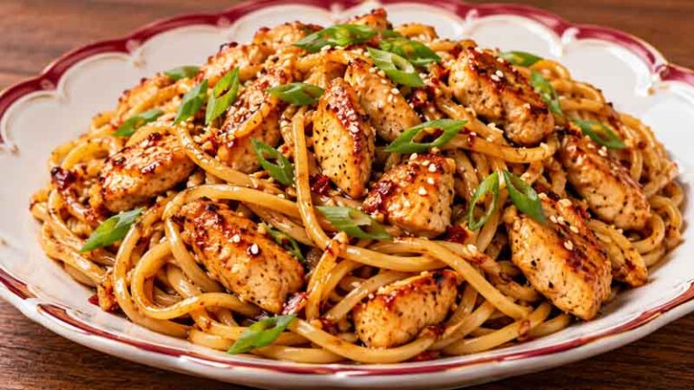 One Pan Spicy Soy Noodles with Chicken