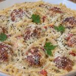 One Pot Orzo and Chicken Meatballs