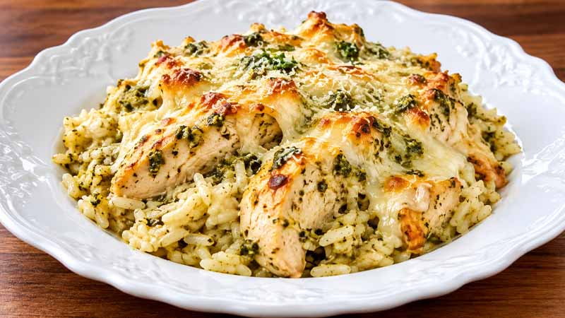 Pesto Chicken and Rice Bake