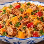 Quinoa Salad with Winter Veggies and Buffalo Chicken Sausage