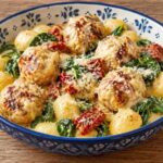 Slow Cooker Tuscan Chicken Meatballs with Gnocchi