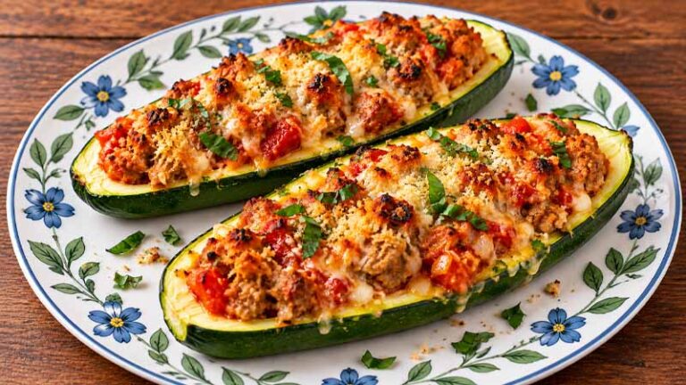Stuffed Zucchini with Chicken Sausage