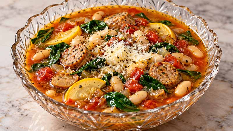 Tuscan Bean and Chicken Italian Sausage Soup