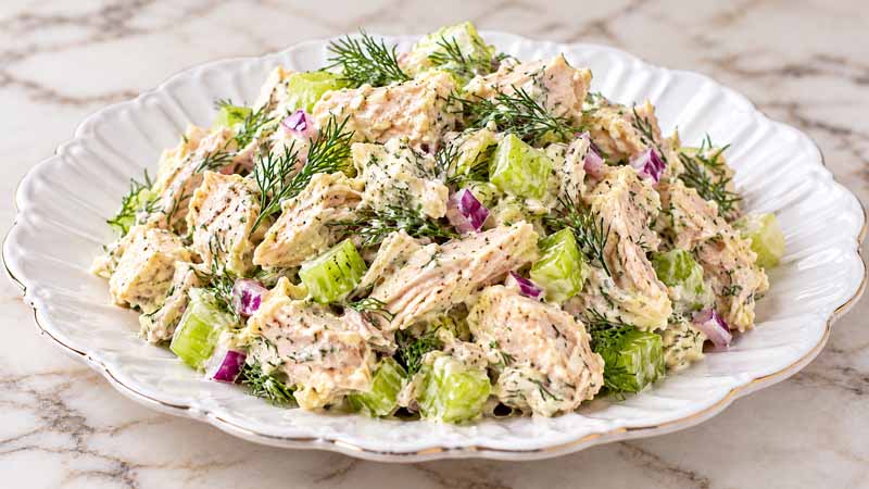 Dill Chicken Salad Recipe with Lemon and Crunchy Celery