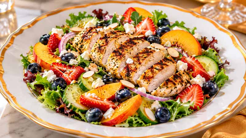 Grilled Chicken Salad with Seasonal Fruit