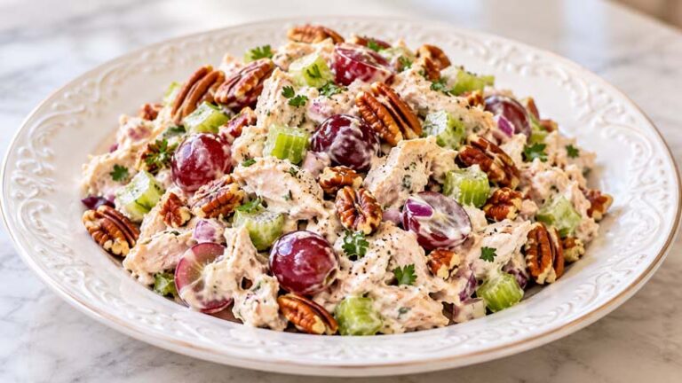Pecan Chicken Salad Recipe with Grapes and Creamy Dressing
